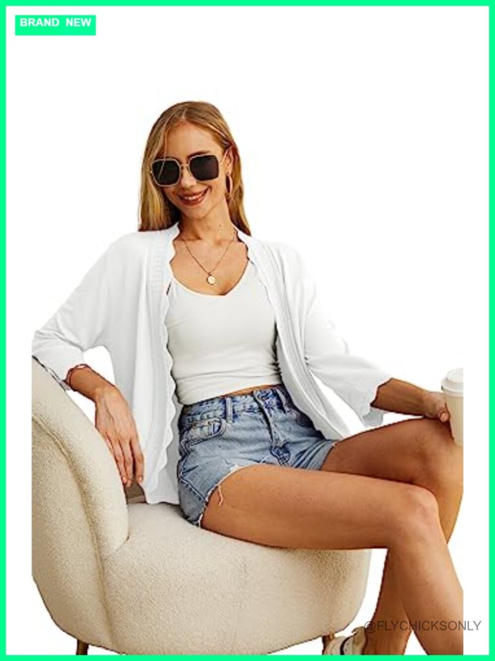 Women's Lightweight Knit Cropped Cardigan 3/4 Sleeve Summer Shrug - Picture 2 of 6